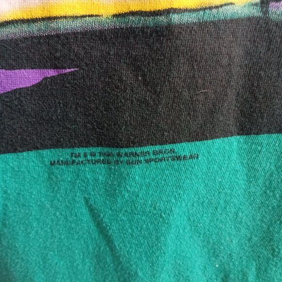 Vintage XL T-shirt 1990's AOP Warner Bros "Class Of 55" Rockabilly Auto Club - Picture 3 of 5